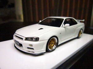 メイクアップ・アイドロン 1/43 NISSAN 日産 SKYLINE スカイライン GT-R BNR34 V-spec 2 /2000 ★ゴールドBBS LM Ver.