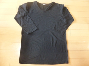 PB◆長袖Tシャツ◆ブラック無地◆V字襟◆3L