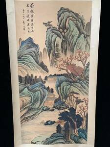 中国古画 收藏 めったにない 重な古代絹の表装【 山水画、精品大四尺中堂 】 国画 中国古美術 古賞物 12.8