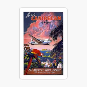 レトロステッカー　PANAM Vintage Caribbean Travel Poster