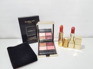 【美品】GUERLAIN ゲラン アイシャドウ 口紅 コスメ 計3点セット/オンブル ジェ530/リップスティック/ルージュ/キスキス/LNT38