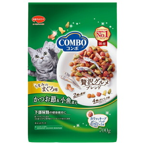 （まとめ買い）日本ペットフード コンボ キャット まぐろ味・かつお節・小魚添え 700g 猫用フード 〔×6〕