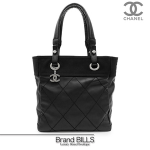 未使用品 CHANEL シャネル パリビアリッツ トートPM トートバッグ A34208 コーティングキャンバス ブラック シルバー金具 14番台