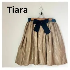 ティアラ Tiara スカート フレアースカート ひざ丈 リボン　レディース