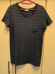 国内正規 14SS SAINT LAURENT PARIS サンローラン パリ ボーダー Ｔシャツ 黒×白 XS 343717 Y2DE1