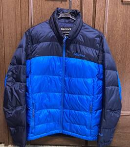 お買得品【marmot マーモット】ダウンジャケット ・メンズ M ブルー系・ クリーニング防水　済・ 中古品