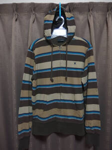 ☆HURLEY ハーレー マルチストライプ パーカー sizeS BROWN☆