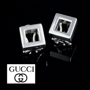 【1円】グッチ GUCCI スクエア キューブ ピアス 両耳用 SV925 スターリングシルバー ロゴ メンズ レディース アクセサリー 45415