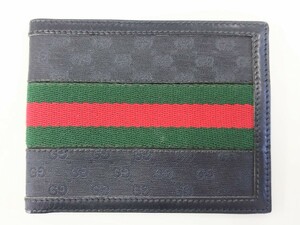 OLD GUCCI グッチ シェリーライン 札入れ＆カードケース（黒） 二つ折り財布 ビンテージ