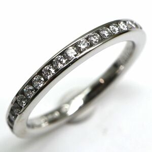 1円〜!!美品!!＊Pt950 天然ダイヤモンドハーフエタニティリング＊ n 約3.1g diamond jewelry ring 指輪 EA7/EA7M516