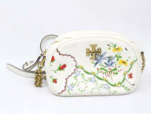 トリーバーチ【TORY BURCH】レザー チェーン ショルダーバッグ／アイボリー ホワイト 花柄 フローラル 斜め掛け／2401-K0259V(NT)