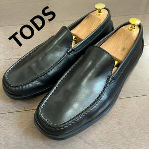 TOD’S トッズ ローファー 革靴 レザー スリッポン ゴンミーニ 黒 ブラック メンズ シューズ サイズ7 25.5cm位 イタリア製