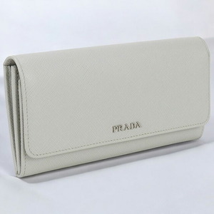 中古 プラダ 長財布ニ折小銭入付き レディース ブランド PRADA サフィアーノレザー財布 1MH132 ホワイト 財布