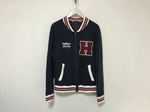 本物トミーヒルフィガーTOMMYHILFIGERワッペンMA1ジップコットンニットセーター長袖メンズビジネススーツミリタリーアメカジサーフ紺S