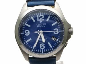 1000円スタート 腕時計 CITIZEN シチズン プロマスター H414-T006744 電波ソーラー エコドライブ デイト ブルー文字盤 チタン WHO D60010