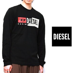 ●高級ライン 美品！DIESEL ディーゼル ビッグロゴ Dマーク カットソー ロンTEE メンズ 黒 オーバーサイズ 即決 即納 サイズ2XL 55dsl●765