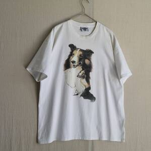 USA製 90s Lee Tシャツ / XL コットン ホワイト プリント イラスト 動物 犬 半袖 ビンテージ T4-05144-9429