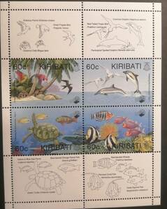 キリバス 海洋生物(4種小型シート,ジャカルタ加刷) MNH