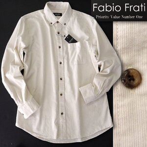 新品 24AW ファビオフラーティ 極細畝 コーデュロイ ボタンダウン シャツ L 白系 【FF8W-H450_DWT】 FABIO FRATI 秋冬 長袖 綿 コール天