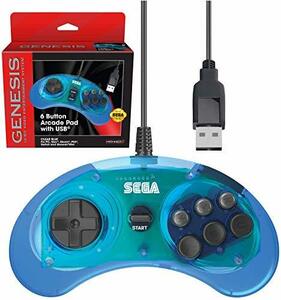 【中古】Retro-Bit 公式セガジェネシス USBコントローラー 6ボタン アーケードパッド Sega Genesis Mini、PS3、PC、Mac、スチーム、スイッ