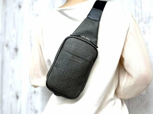 極美品 BVLGARI ブルガリ ボディバッグ ショルダーバッグ バッグ PVC××レザー グレー×黒 メンズ 76971