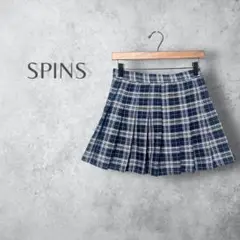 【SPINS スピンズ】　チェック柄　プリーツスカート　ミニ丈　フレアスカート