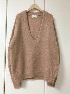 アクネ　acne studios Vネック　モヘア ニット　セーター　ピンクベージュ　S 19923