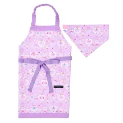 COLORFUL CANDY STYLE 子供用 キッズエプロン 女の子 三角巾 セット 小学生 着脱簡単 100-120 レース模様にprettyバレリーナ(ラベンダー) N1238540