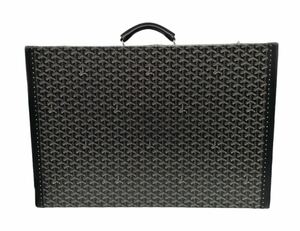 【美品】 GOYARD ゴヤール トランクケース トランク アタッシュケース トラベルバッグ グランドホテル65 PVC レザー シルバー金具 ブラック