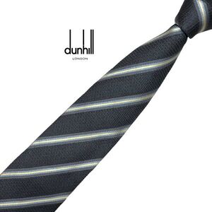 dunhill 高級ネクタイ ストライプ柄 グレー系 レジメンタル ダンヒル メンズ服飾小物 ネコポス可 USED 中古 t747