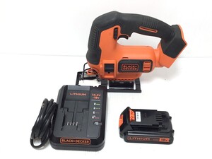 ΘΘ BLACK+DECKER ブラックアンドデッカー ジグソー 程度B 充電器・充電池1個付 コードレス式 18v BDCJS18 オレンジ やや傷や汚れあり