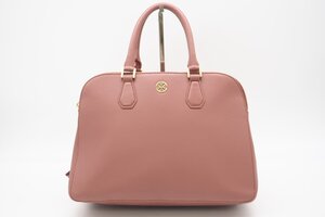 ☆安心の３大保証☆ ABランク ≪TORY BURCH トリーバーチ/ハンドバッグ≫ 10006011 ロゴプレート レザー ピンクベージュ ゴールド 送料無料