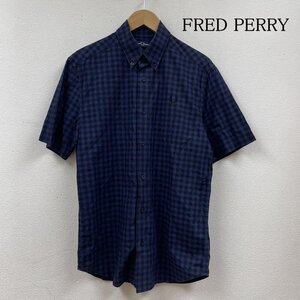 フレッドペリー M8569 TWO COLOUR GINGHAM SHIRT 2カラー ギンガム シャツ 266CARBONBLUE シャツ、ブラウス シャツ、ブラウス S