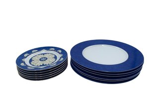 未使用 クリストフル プレート 6枚セット ×2 Oceana Blue Oceana Blue Porcelain Christofle 食器 丸皿 大皿 小皿 取り皿 洋食器