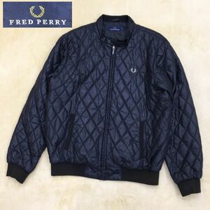 FRED PERRY フレッドペリー キルティング ジャケット ジャンパー ブルゾン 中綿 チンストラップ メンズ サイズL ヒットユニオン