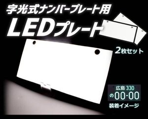 字光式ナンバープレート用LED　お得な2枚セット　全面発光　12V専用　薄型　LED307