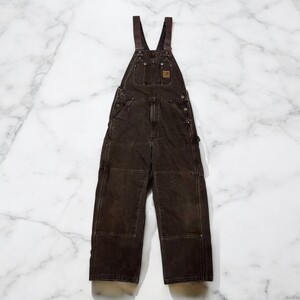 古着 MEXICO製 CARHARTT R06 32×32 DARK BROWN カーハート ダブルニー オーバーオール【Vintage】