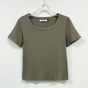 定番ヨーロッパ製※定価2万◆ブルガリア発※RISELIN 半袖Tシャツ 通気 薄手 スリム フィット 無地 サマーニット ショート丈 レディース L