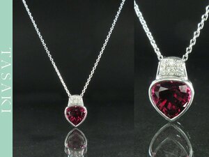 【TASAKI】Pt900 ペアシェイプ ロードライトガーネット ダイヤ プラチナ ネックレス Pt850チェーン 40cm 4.69ct D0.12ct J389