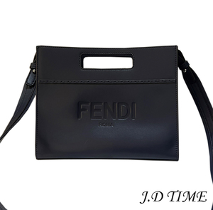 FENDI【フェンディ】 ショッパースモール 2WAY レザー ネイビー シルバー金具 7VA547【USED】(C-51270)