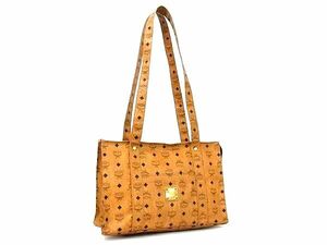 1円 ■美品■ MCM エムシーエム モノグラム ヴィセトス柄 レザー トートバッグ ショルダーバッグ 肩掛けかばん ブラウン系 BJ4743