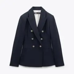 【ZARA】ダブルブレストブレザー　ネイビー　ジャケット