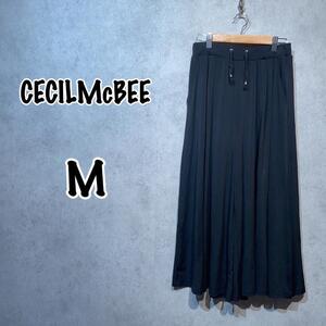 【CECIL McBEE】(M)ワイドパンツ＊ストレッチ＊ウエストゴム＊ブラック