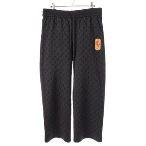 【ルイヴィトン】Louis Vuitton メンズ 21AW モノグラムジャガード NBA 総柄 ジャージ パンツ ボトムス ブラック Ｌ【中古】209901