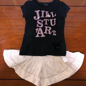 【JILL STUART NEW YORK／ジルスチュアート】半袖Ｔシャツ/110㎝　短パン・キュロット/100㎝　中古　淡いピンク×黒　2枚セット