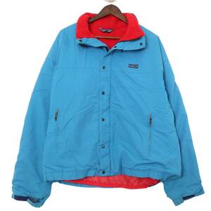 80年代 カナダ製 patagonia パタゴニア フリースライニング ナイロンジャケット アウトドア ライトブルー (メンズ XL) 中古 古着 A3296