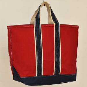 ミント！ 使用回数少! ギザタグ! 80s L.L.Bean デラックス BOAT AND TOTE キャンバス トートバッグ ビンテージ レッド ネイビー ミディアム