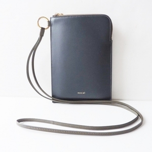 サカイ Sacai 携帯電話ケース/スマホカバー S138-01 Bicolor Mobile Pouch レザー ダークネイビー×カーキ スマートフォンケース 美品 財布