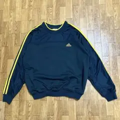 90s adidas プルオーバー スウェット ジャージ 切り替え 紺 テック系