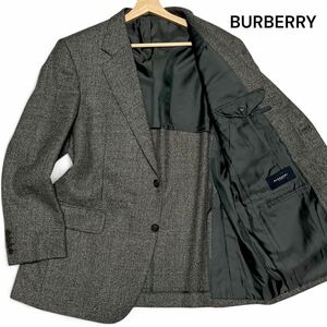 未使用級◎シルク混!!バーバリー【紳士のマストアイテム】BURBERRY 羊毛 アンコン テーラード ジャケット グレー ウール 2B 秋冬◎メンズ